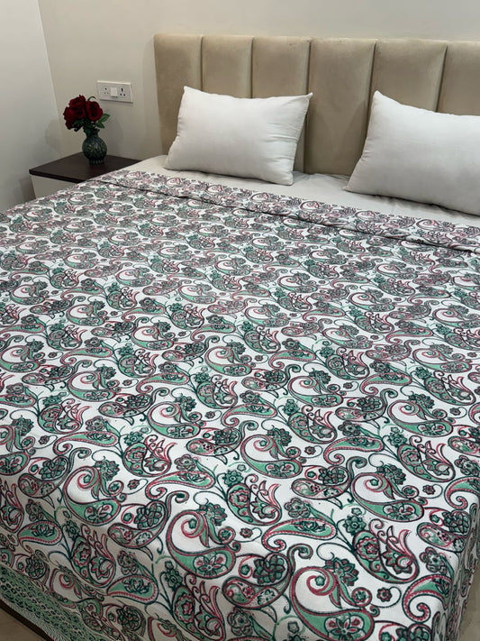 Mint Paisley Double Bed Dohar