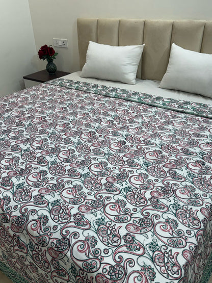 Mint Paisley Double Bed Dohar