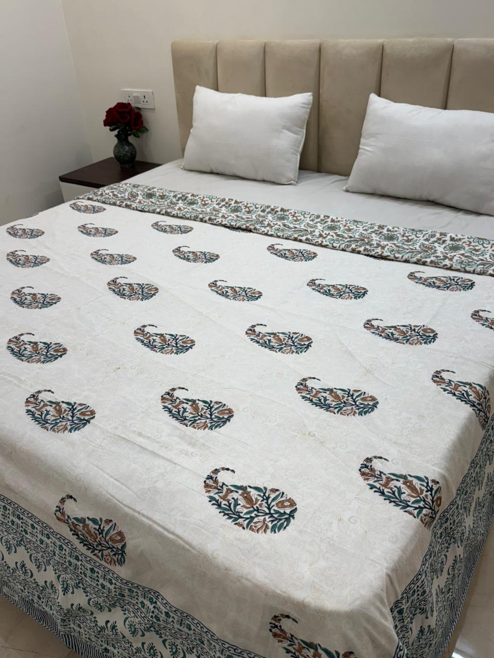 Earthy Paisley Double Bed Dohar