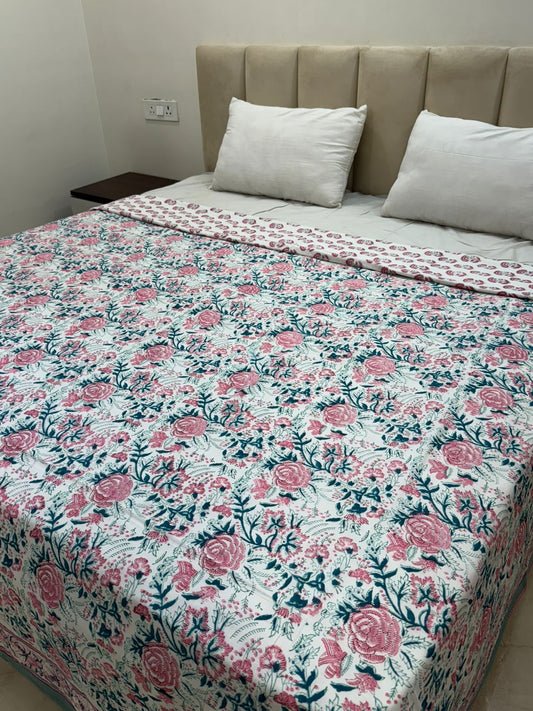 Pink Petals Double Bed Dohar
