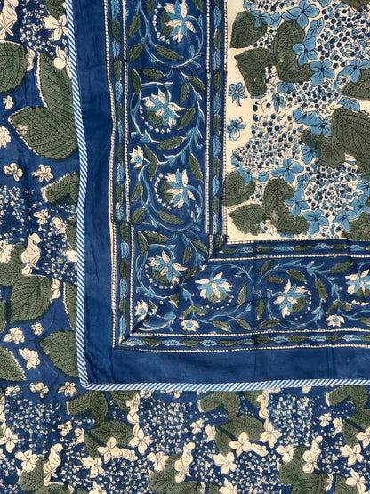 Navy Blue Ferns Double Bed Dohar
