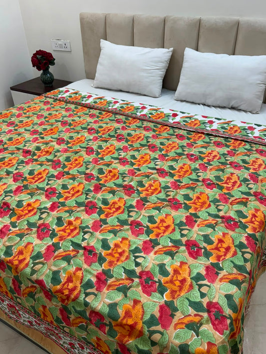 Mustard Citrus Whispers Double Bed Dohar