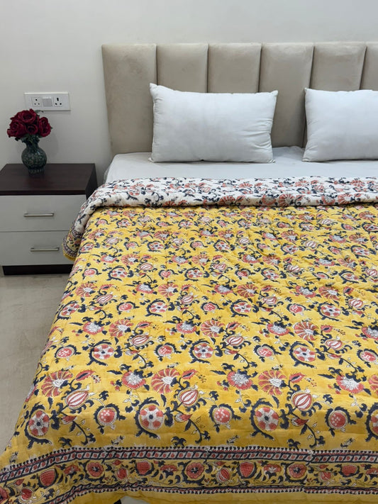 Marigold Meadows Reversible Double Bed Quilt