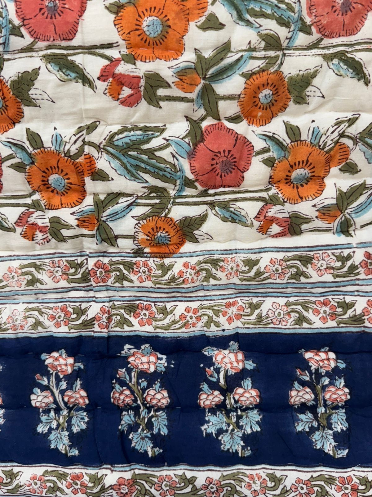 Navy Floral Dusk Reversible Double Bed Quilt