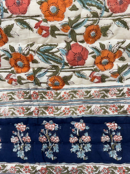 Navy Floral Dusk Reversible Double Bed Quilt