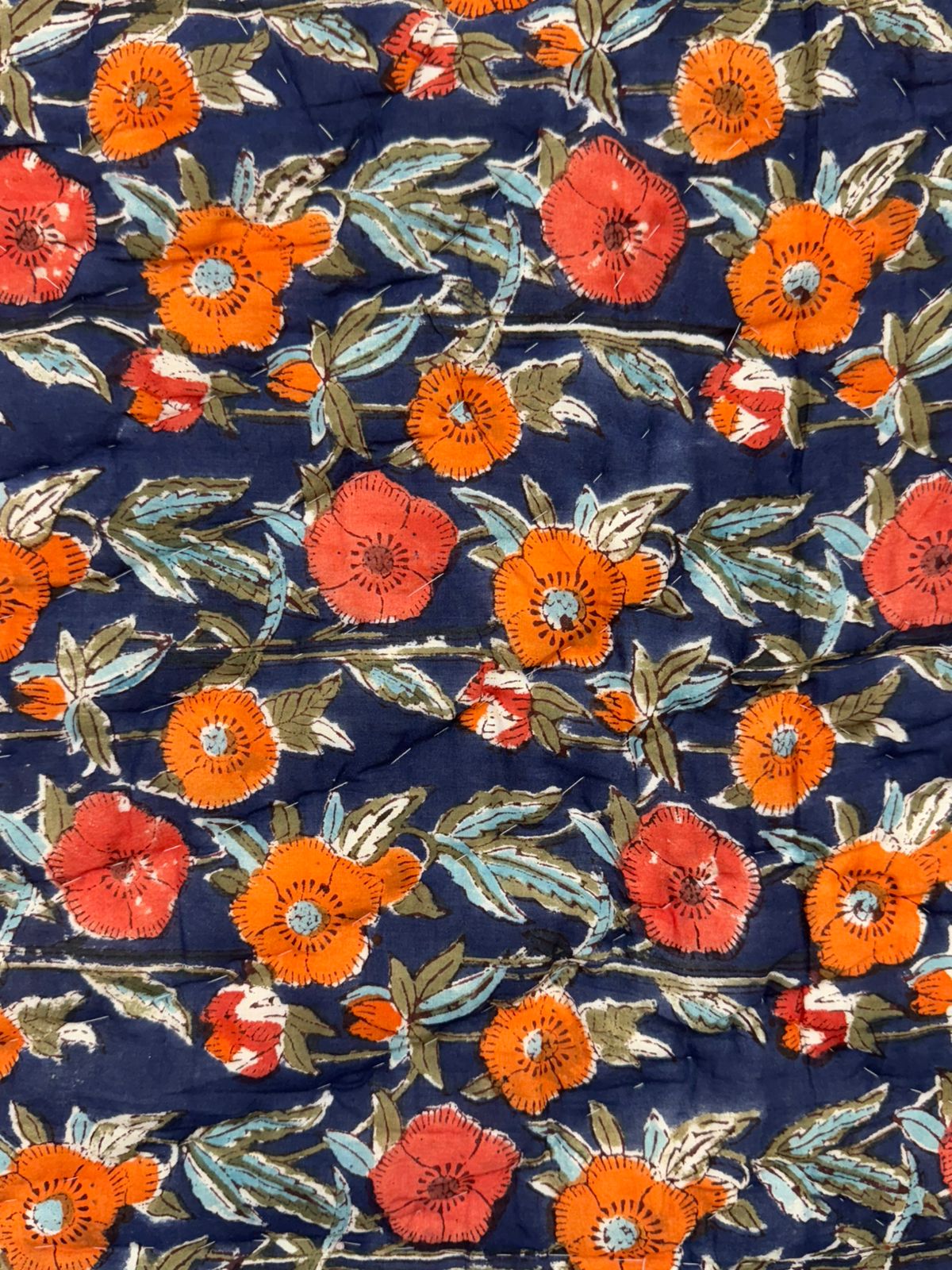 Navy Floral Dusk Reversible Double Bed Quilt