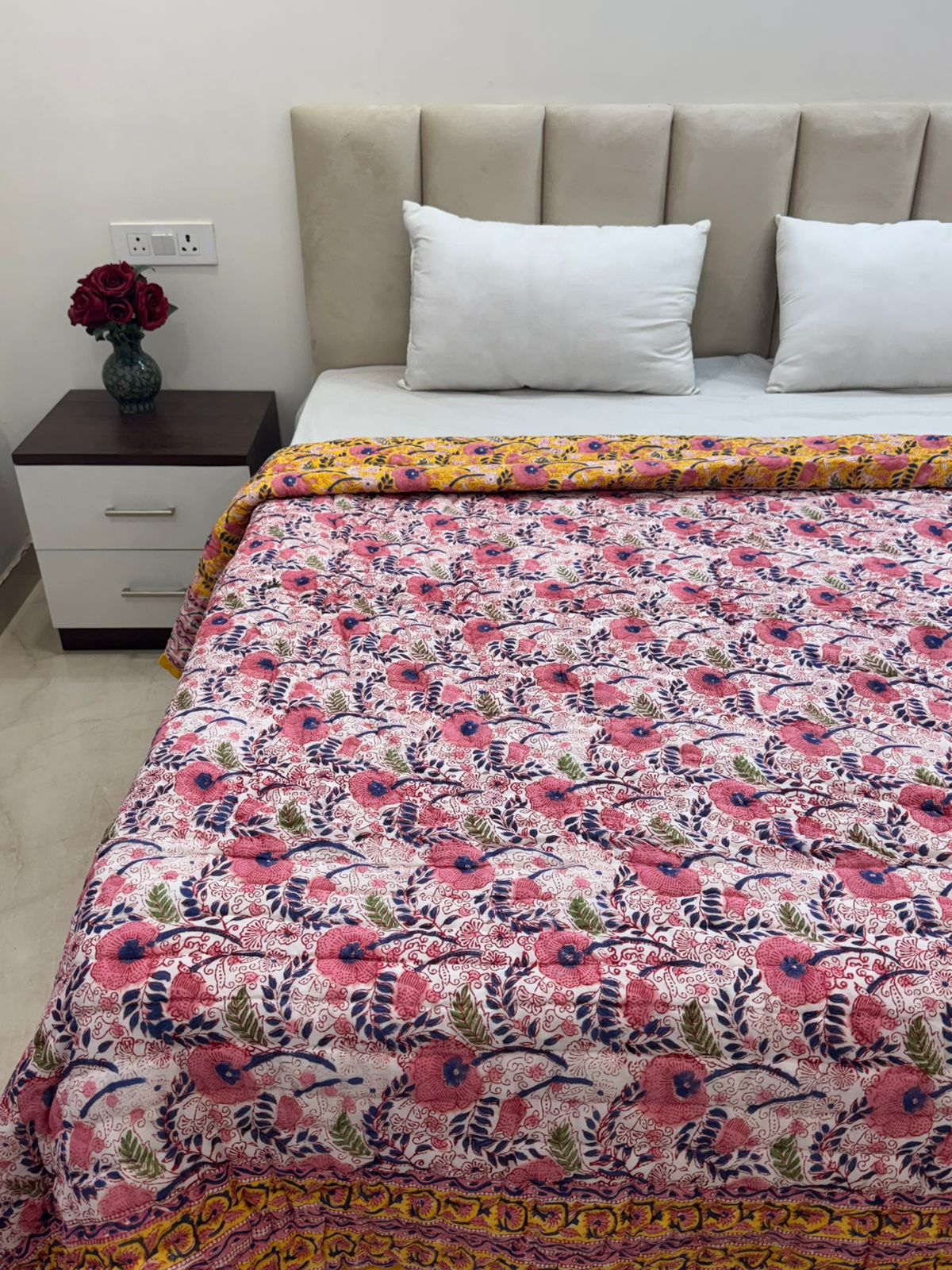 Sunlit Wildflowers Reversible Double Bed Quilt