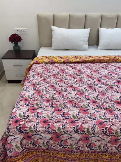 Sunlit Wildflowers Reversible Double Bed Quilt