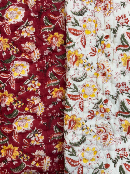 Red Whispers Reversible Double Bed Quilt