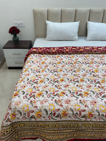 Red Whispers Reversible Double Bed Quilt