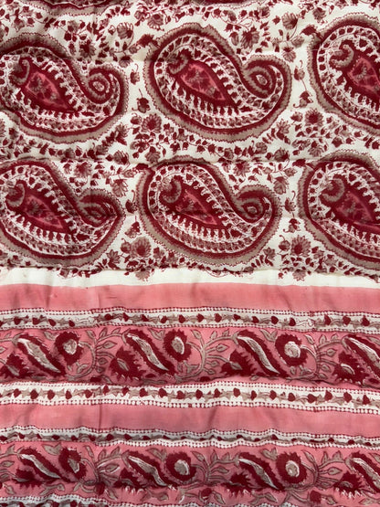 Pink Paisley Grid Reversible Double Bed Quilt