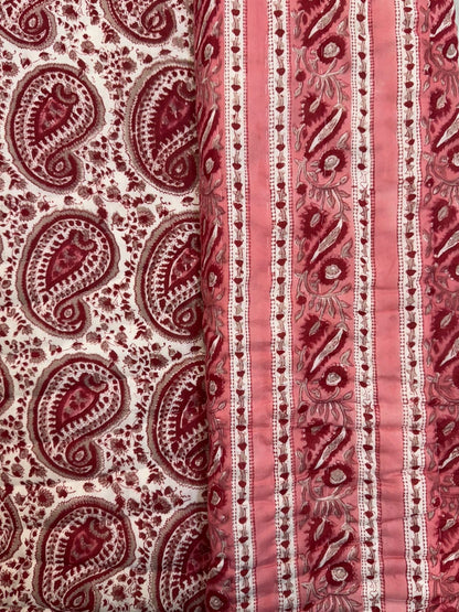 Pink Paisley Grid Reversible Double Bed Quilt