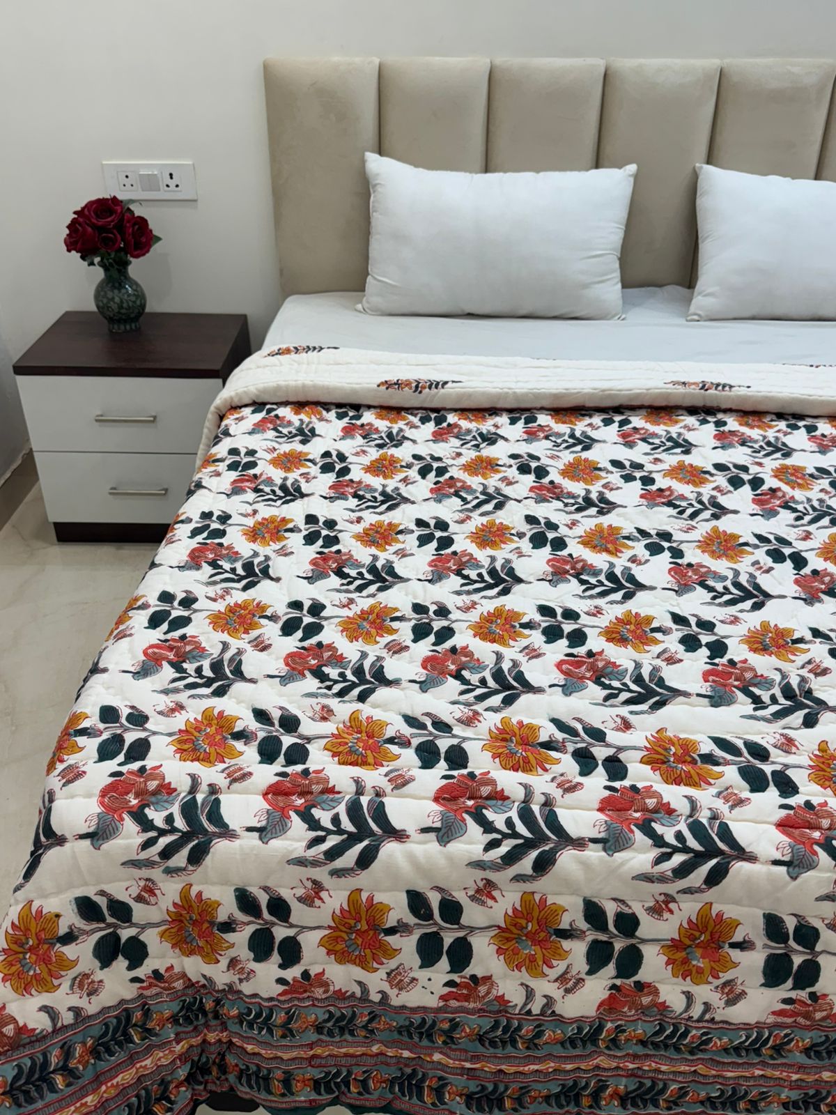 Amber Whispers Reversible Double Bed Quilt