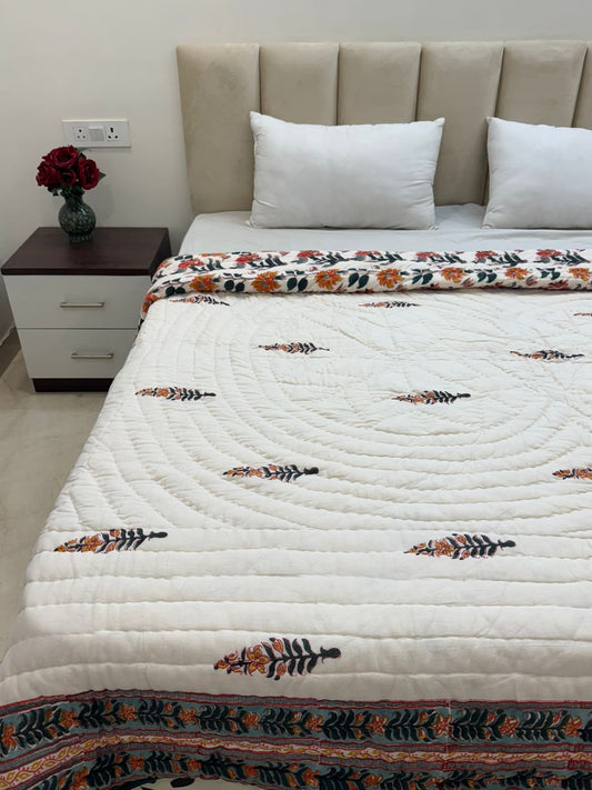 Amber Whispers Reversible Double Bed Quilt