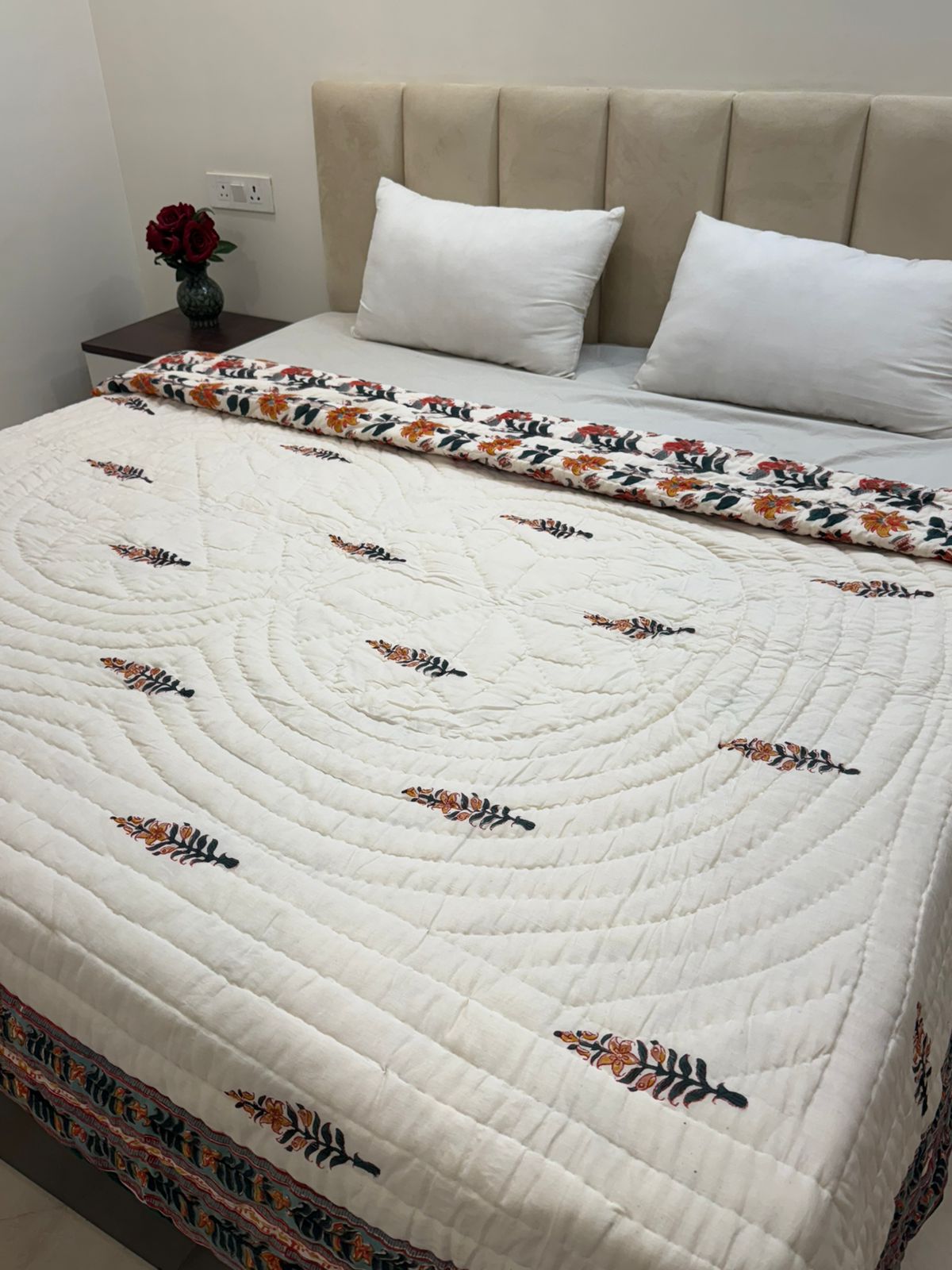 Amber Whispers Reversible Double Bed Quilt