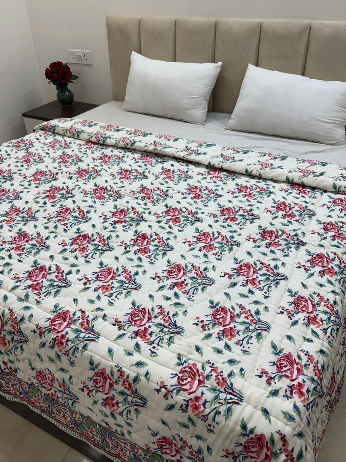 Rose Bouquet Reversible Double Bed Quilt