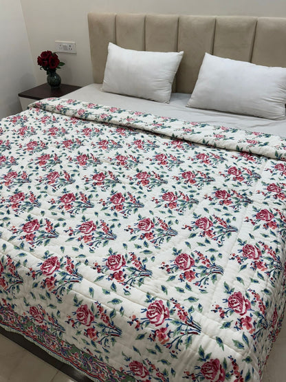 Rose Bouquet Reversible Double Bed Quilt