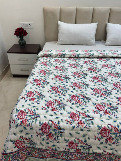 Rose Bouquet Reversible Double Bed Quilt
