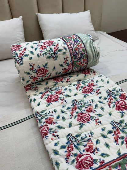 Rose Bouquet Reversible Double Bed Quilt