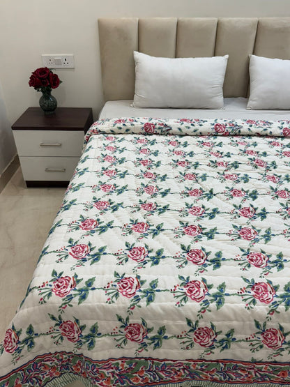 Rose Bouquet Reversible Double Bed Quilt