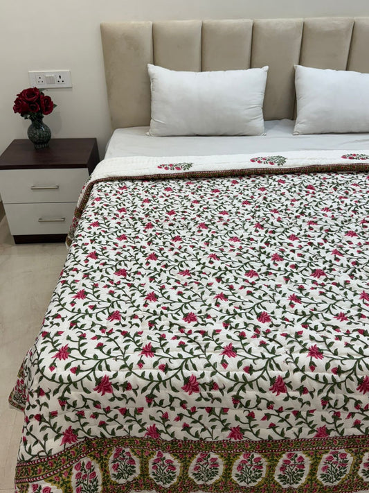 Rosy Petals Reversible Double Bed Quilt