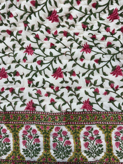 Rosy Petals Reversible Double Bed Quilt