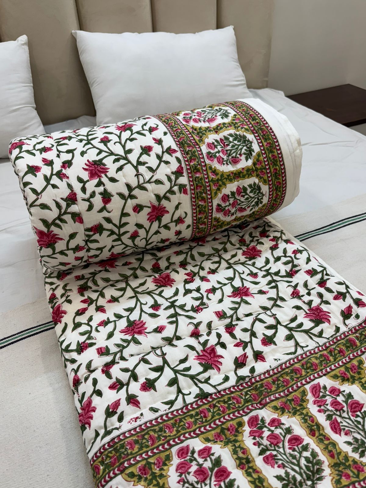 Rosy Petals Reversible Double Bed Quilt