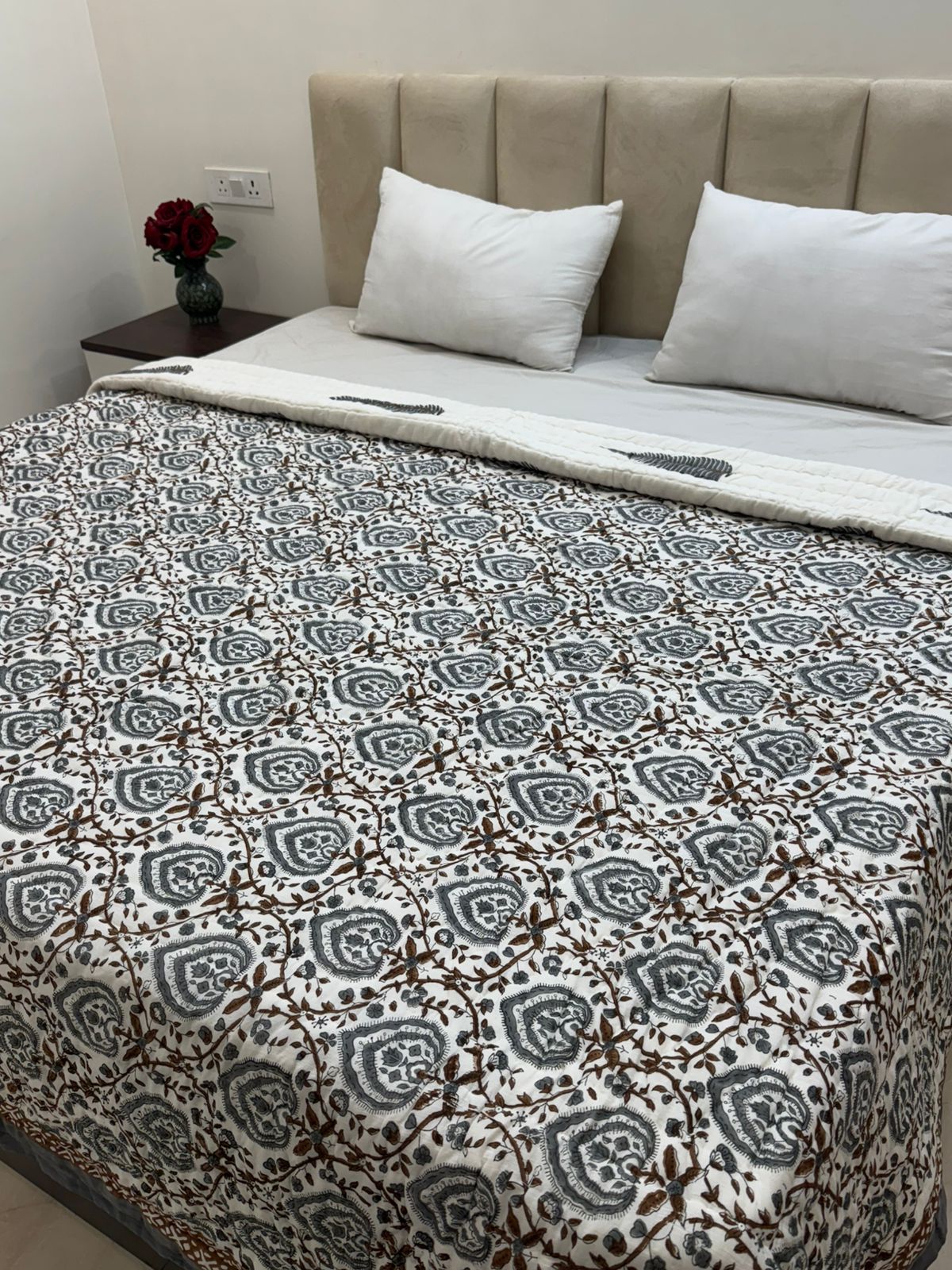 Gray Meadows Reversible Double Bed Quilt