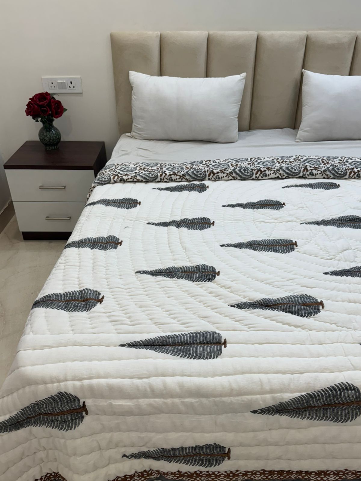 Gray Meadows Reversible Double Bed Quilt