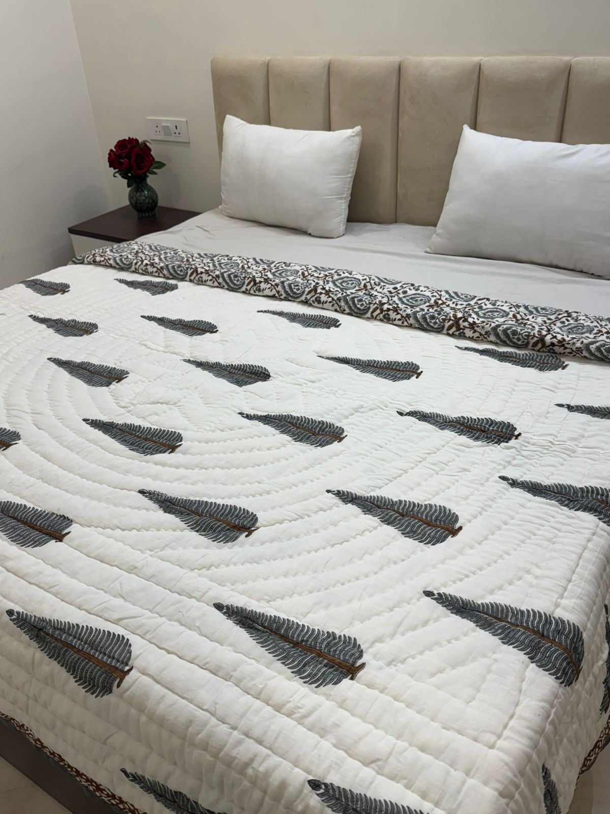 Gray Meadows Reversible Double Bed Quilt