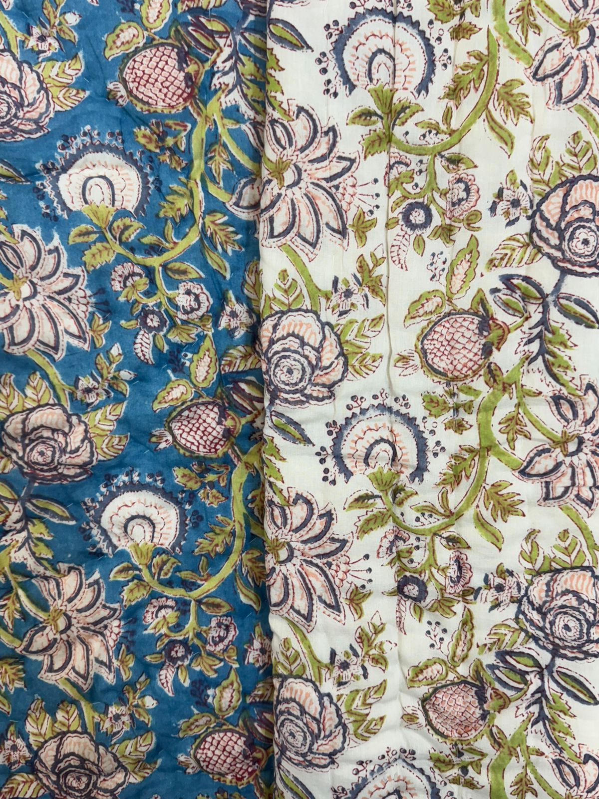 Blue Vines Reversible Double Bed Quilt