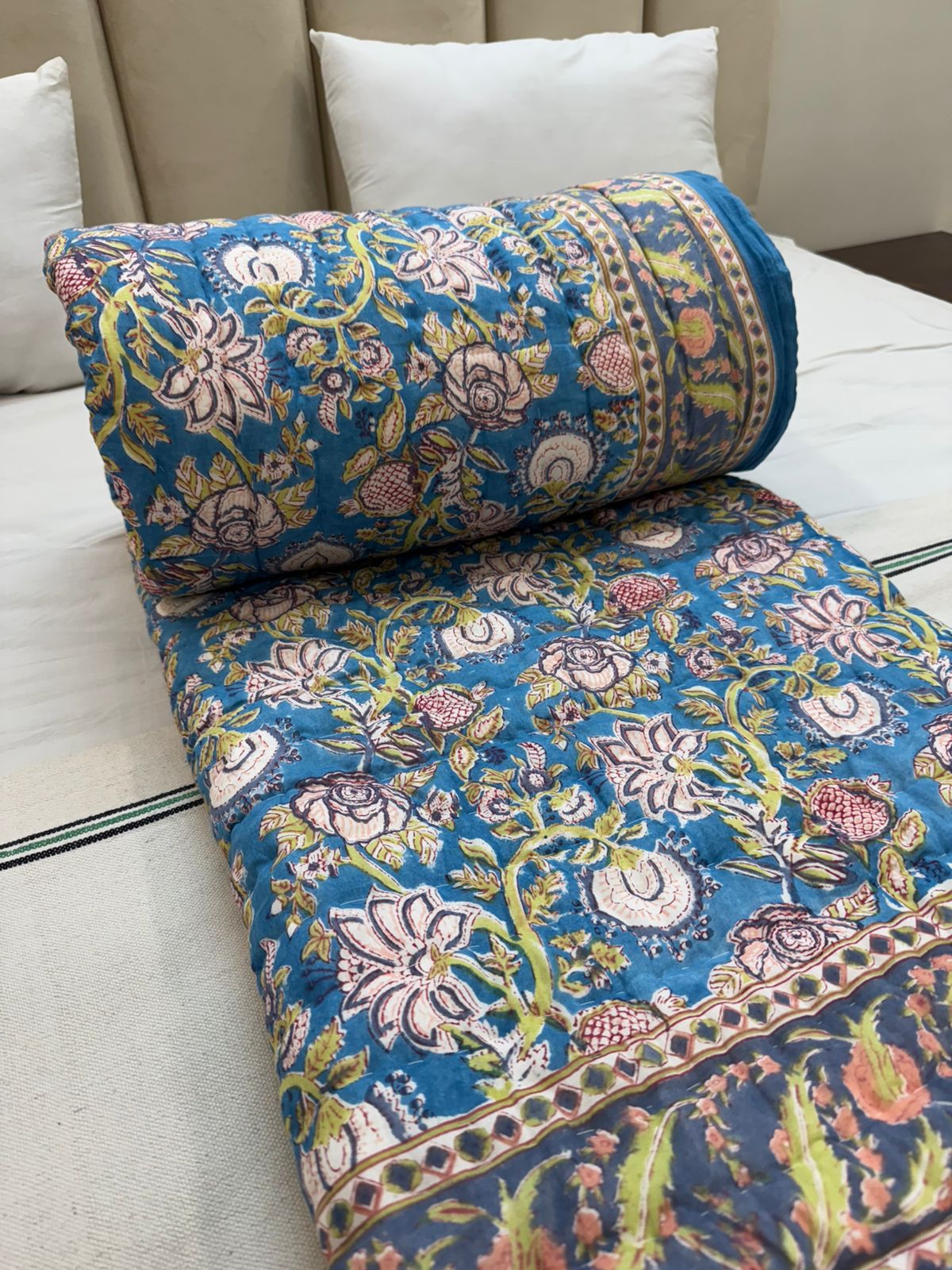 Blue Vines Reversible Double Bed Quilt