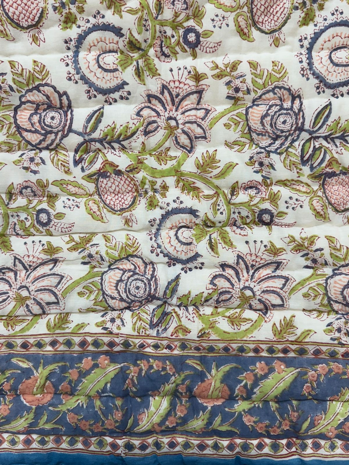 Blue Vines Reversible Double Bed Quilt
