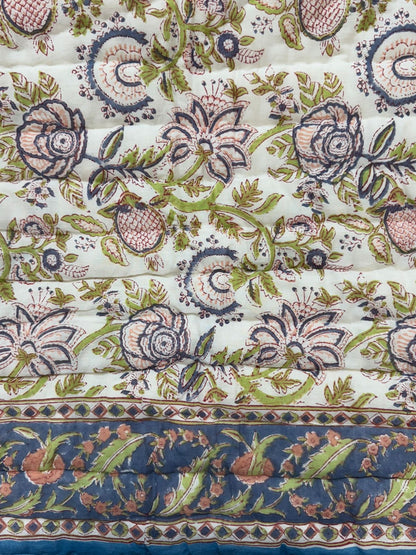Blue Vines Reversible Double Bed Quilt