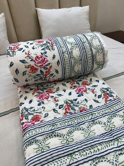 Rose Vines Bouquet Reversible Double Bed Quilt