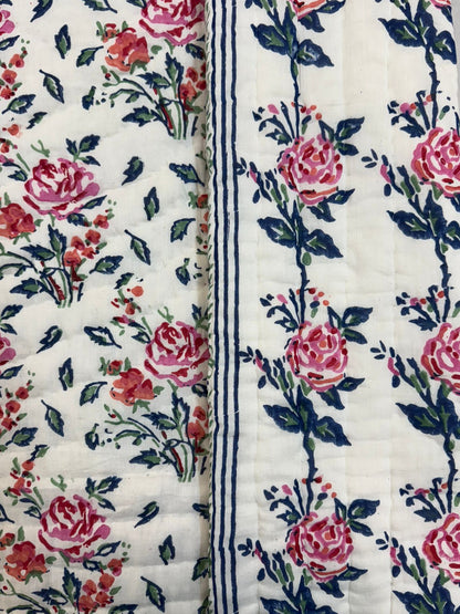Rose Vines Bouquet Reversible Double Bed Quilt