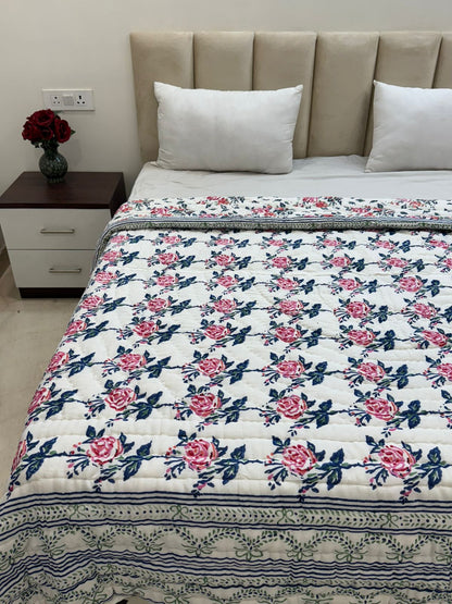 Rose Vines Bouquet Reversible Double Bed Quilt