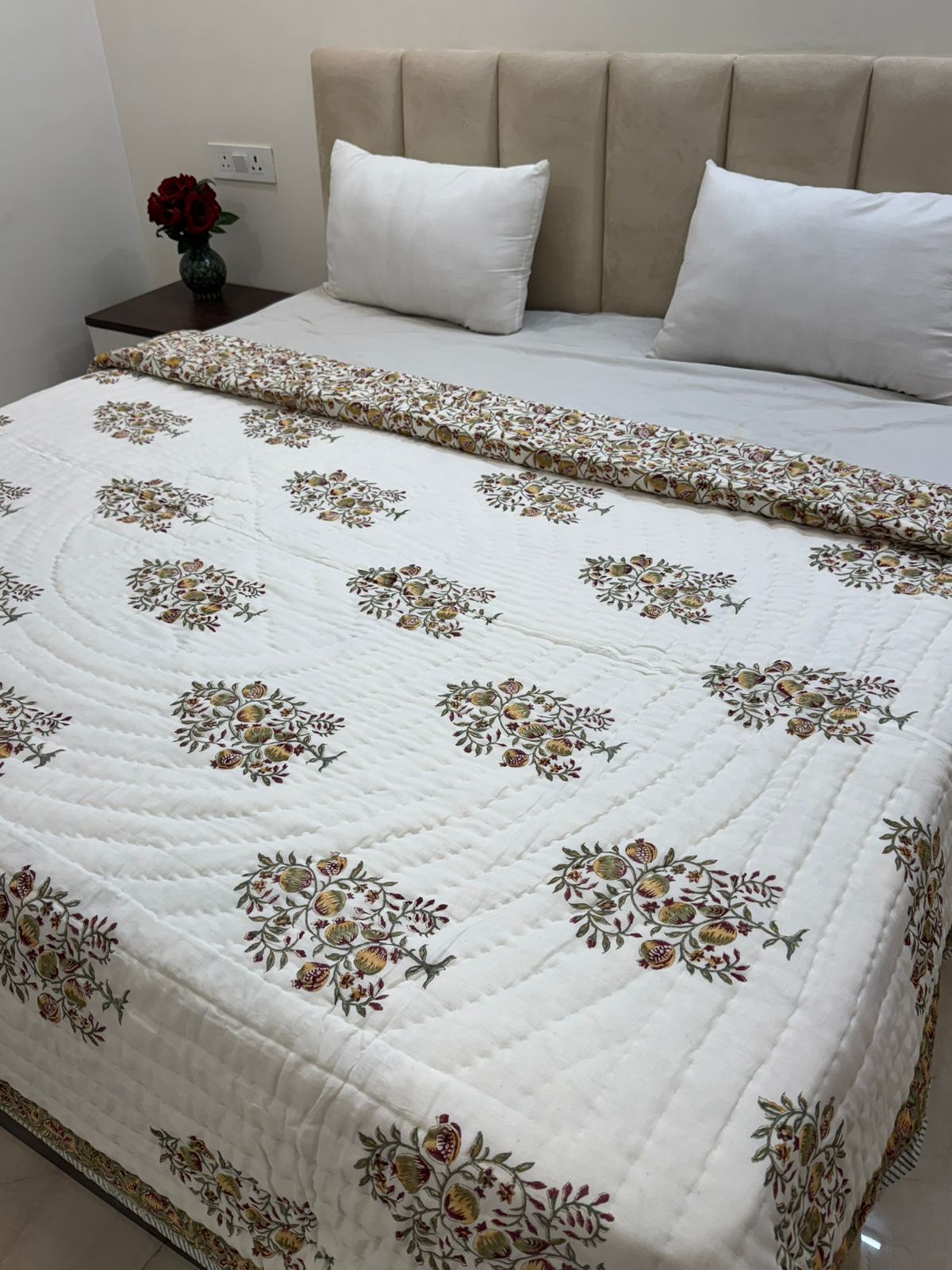 Persian Pomegranate Reversible Double Bed Quilt