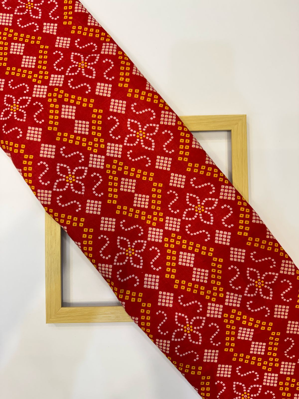 Red Heritage Bandhej Cotton Fabric