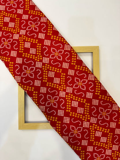 Red Heritage Bandhej Cotton Fabric