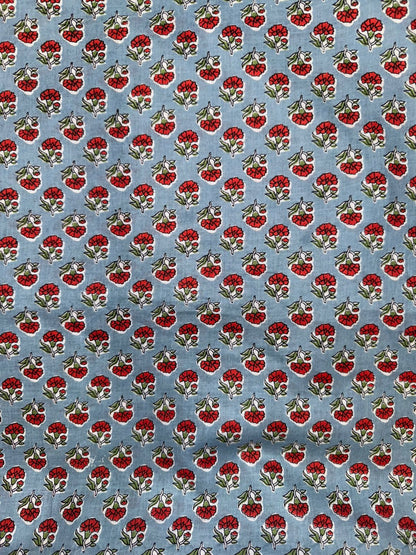 Slate Blue Booti Cotton Fabric