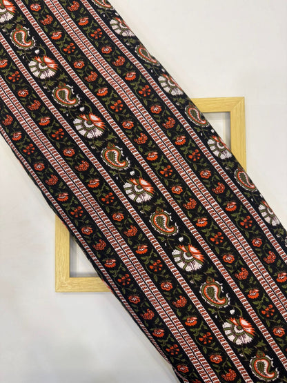 Black Amber Stripes Cotton Fabric
