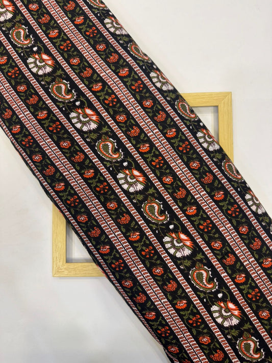 Black Amber Stripes Cotton Fabric
