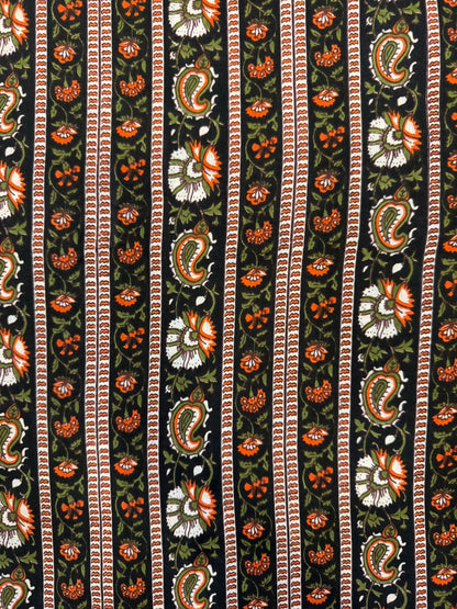Black Amber Stripes Cotton Fabric
