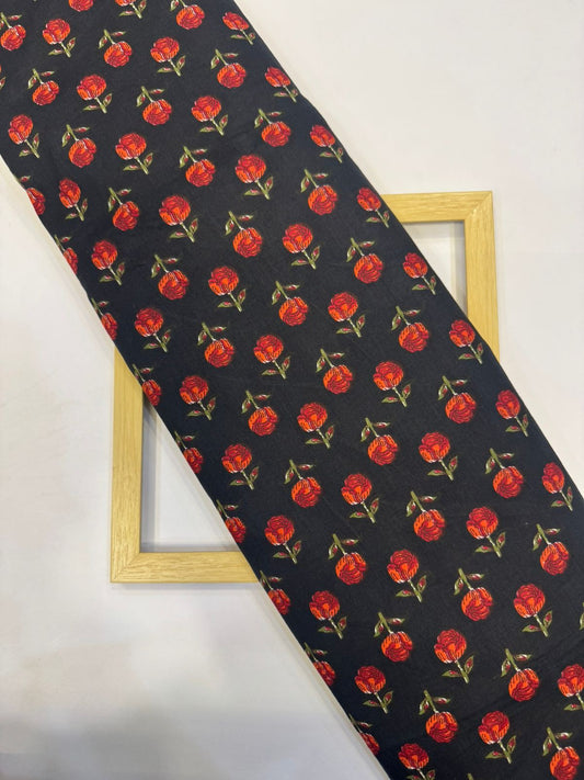 Black Amber Booti Cotton Fabric