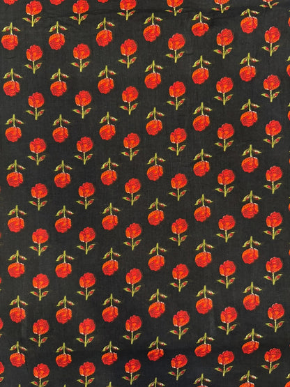 Black Amber Booti Cotton Fabric