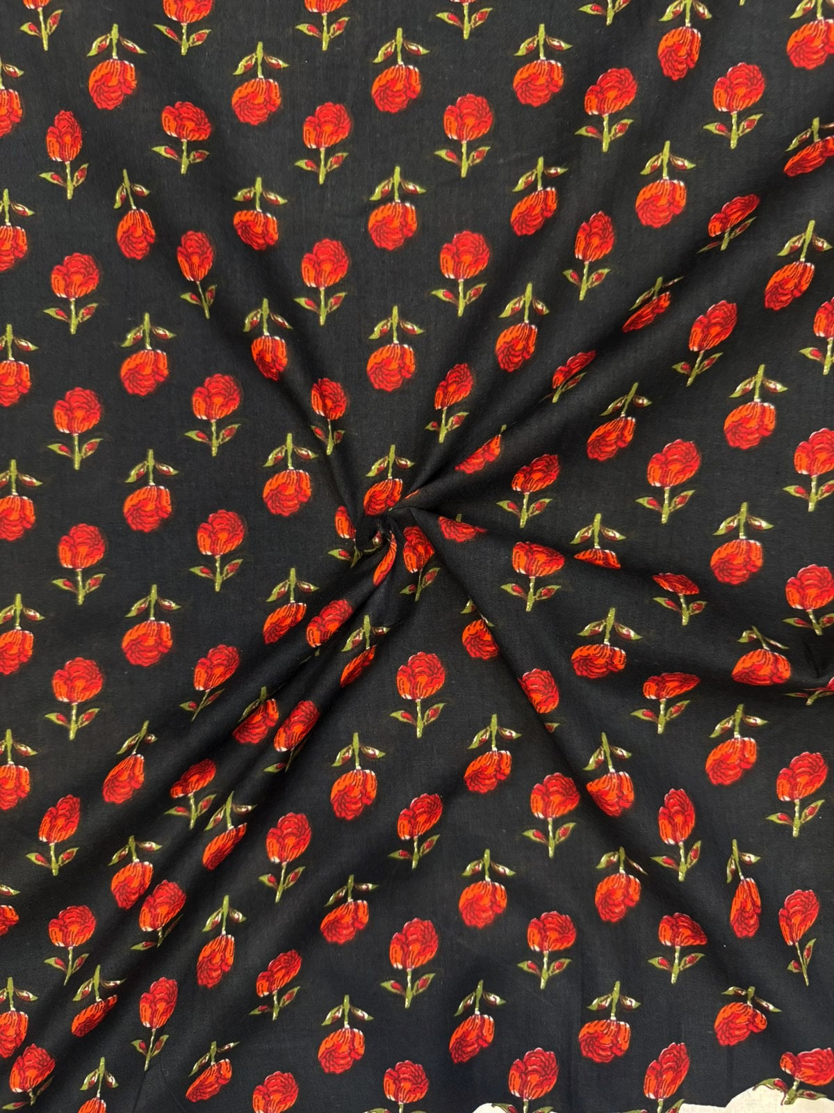 Black Amber Booti Cotton Fabric