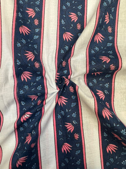 Blue Blush Stripes Cotton Fabric