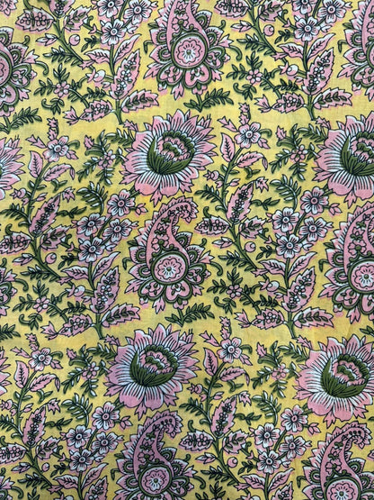 Pastel Yellow Blossom Cotton Fabric