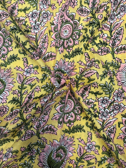 Pastel Yellow Blossom Cotton Fabric